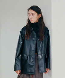 BUT'TON（ボッタン）の「Leather Half Coat (Black)（ライダースジャケット）」