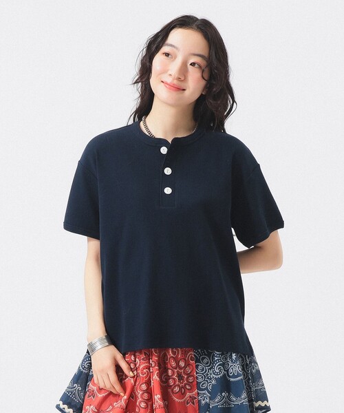 Healthknit(ヘルスニット)の「【別注】Healthknit / ヘビー リブ ショートスリーブ Tシャツ(Tシャツ/カットソー・レディース・ホワイト系その他7/ピンク/ネイビー・ONE SIZE)」の1枚目の写真