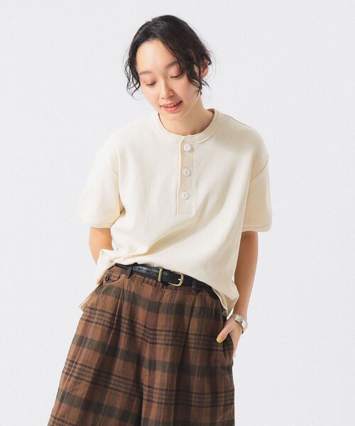 Healthknit(ヘルスニット)の「【別注】Healthknit / ヘビー リブ ショートスリーブ Tシャツ(Tシャツ/カットソー・レディース・ホワイト系その他7/ピンク/ネイビー・ONE SIZE)」の3枚目の写真