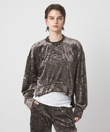 <ASTRAET>ベロア スソジップ クルーネックカットソー