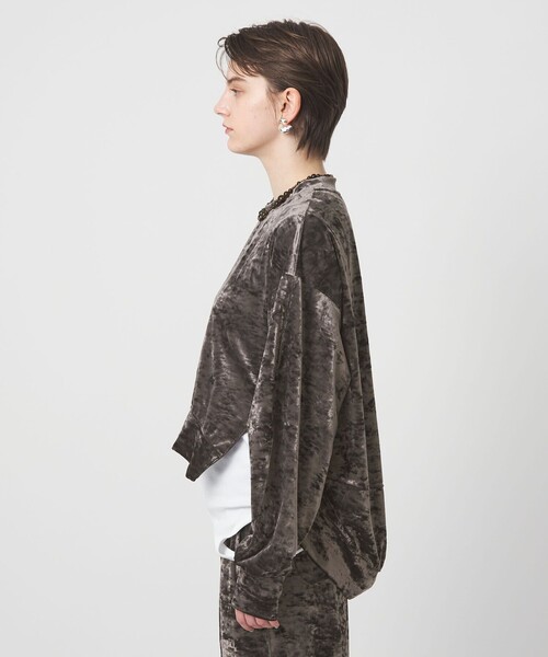 ASTRAET(アストラット)の「<ASTRAET>ベロア スソジップ クルーネックカットソー(Tシャツ/カットソー・レディース・ライトグレー/ダークグレー・FREE)」の7枚目の写真