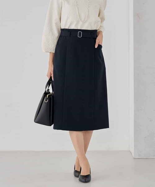 a.v.v（アーヴェヴェ）の「【洗える/ストレッチ/セットアップ対応】ダブルクロスタイトスカート（スカート・レディース・グレー系その他/ブラック/ネイビー・38/40/36）」の3枚目の写真