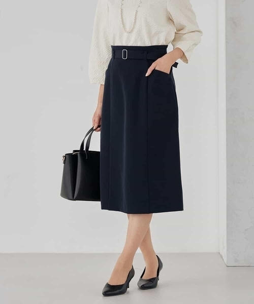 a.v.v（アーヴェヴェ）の「【洗える/ストレッチ/セットアップ対応】ダブルクロスタイトスカート（スカート・レディース・グレー系その他/ブラック/ネイビー・38/40/36）」の5枚目の写真