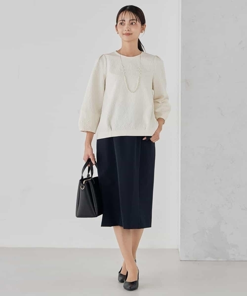 a.v.v（アーヴェヴェ）の「【洗える/ストレッチ/セットアップ対応】ダブルクロスタイトスカート（スカート・レディース・グレー系その他/ブラック/ネイビー・38/40/36）」の7枚目の写真