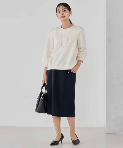 a.v.v（アーヴェヴェ）の「【洗える/ストレッチ/セットアップ対応】ダブルクロスタイトスカート（スカート・レディース・グレー系その他/ブラック/ネイビー・38/40/36）」の8枚目の写真