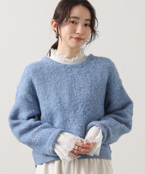 Gready Brilliant（グレディブリリアン）の「ブークレスパンコールニット（ニット/セーター・レディース・アイボリー/ブルー・FREE）」の20枚目の写真