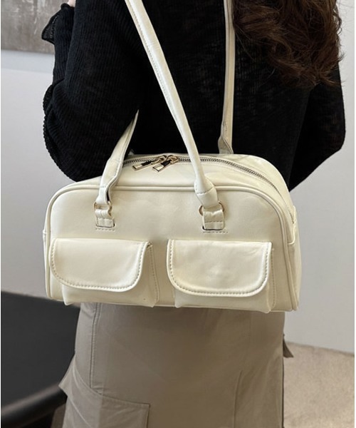 SHEPP（シープ）の「【26年春新作】ダブルポケットミニボストンバッグ（ボストンバッグ・レディース・ブラック/アイボリー/ブラウン・F）」の2枚目の写真