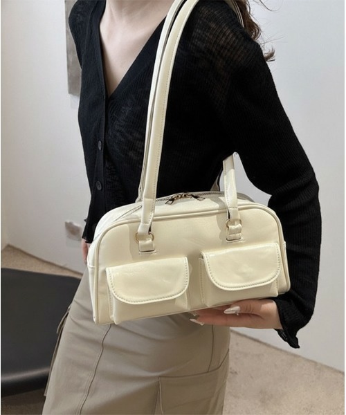 SHEPP（シープ）の「【26年春新作】ダブルポケットミニボストンバッグ（ボストンバッグ・レディース・ブラック/アイボリー/ブラウン・F）」の6枚目の写真