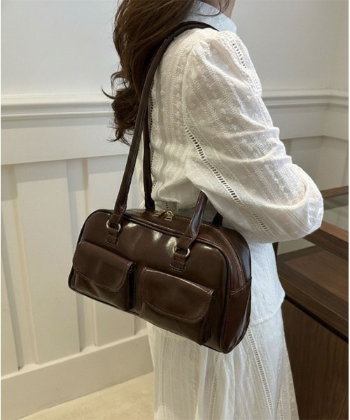 SHEPP（シープ）の「【26年春新作】ダブルポケットミニボストンバッグ（ボストンバッグ・レディース・ブラック/アイボリー/ブラウン・F）」の7枚目の写真