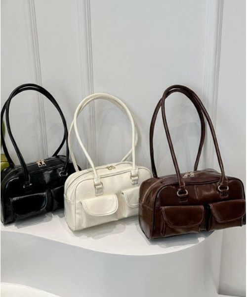 SHEPP（シープ）の「【26年春新作】ダブルポケットミニボストンバッグ（ボストンバッグ・レディース・ブラック/アイボリー/ブラウン・F）」の5枚目の写真