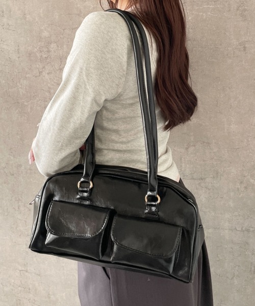 SHEPP（シープ）の「【26年春新作】ダブルポケットミニボストンバッグ（ボストンバッグ・レディース・ブラック/アイボリー/ブラウン・F）」の12枚目の写真