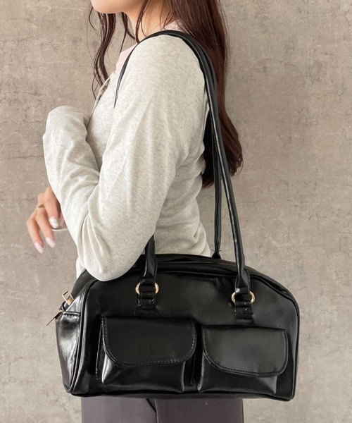 SHEPP（シープ）の「【26年春新作】ダブルポケットミニボストンバッグ（ボストンバッグ・レディース・ブラック/アイボリー/ブラウン・F）」の13枚目の写真