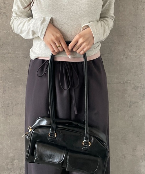 SHEPP（シープ）の「【26年春新作】ダブルポケットミニボストンバッグ（ボストンバッグ・レディース・ブラック/アイボリー/ブラウン・F）」の15枚目の写真