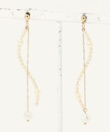 【Peony/ピオニー】/パール×チェーン ミドルロングピアス