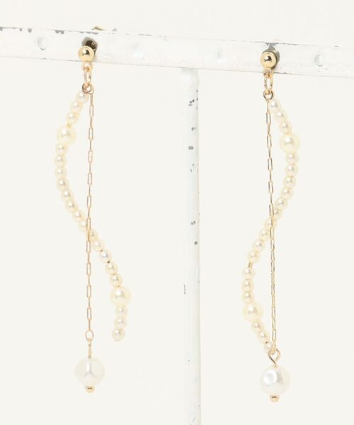 TONE SELECT GOODS(トーンセレクトグッズ)の「【Peony/ピオニー】/パール×チェーン ミドルロングピアス(ピアス(両耳用)・レディース・シルバー/ゴールド・FREE)」の1枚目の写真