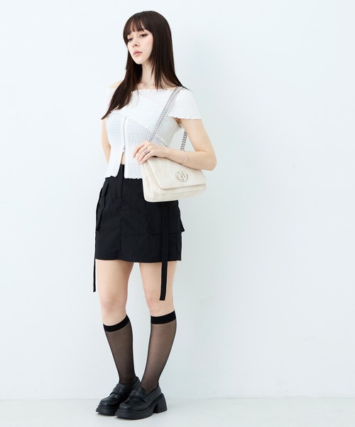 GYDA（ジェイダ）の「GYDA(ジェイダ)チェーンショルダーバッグ GY-B427 ビッグメタル（ショルダーバッグ・レディース・アイボリー/グレー/ブルー・FREE）」の20枚目の写真