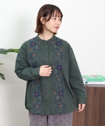 EMAGO 花パーツ刺繍シャツ