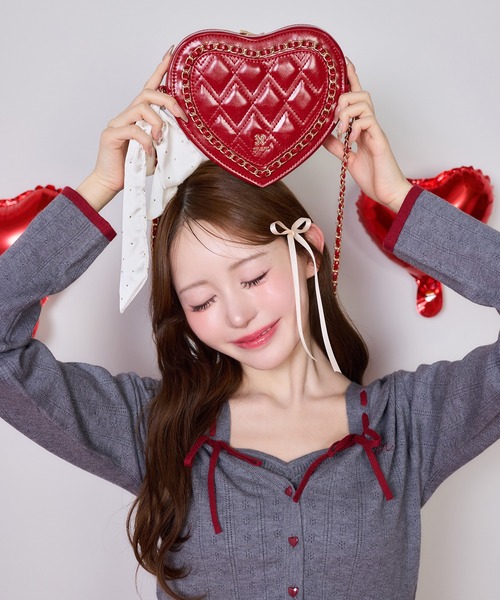 one after another NICE CLAUP（ワンアフターアナザーナイスクラップ）の「【Heart Collection】ビスチェ×カーディガンアンサンブル（アンサンブル・レディース・ピンク/杢グレー/アイボリー・FREE）」の10枚目の写真