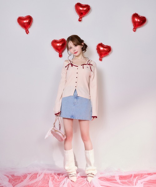 one after another NICE CLAUP（ワンアフターアナザーナイスクラップ）の「【Heart Collection】ビスチェ×カーディガンアンサンブル（アンサンブル・レディース・ピンク/杢グレー/アイボリー・FREE）」の19枚目の写真