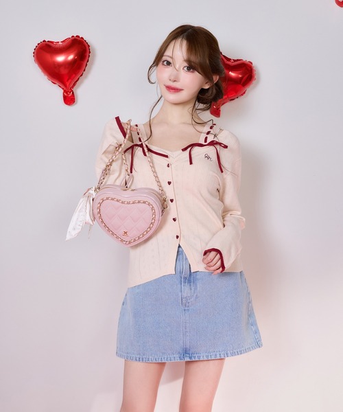 one after another NICE CLAUP（ワンアフターアナザーナイスクラップ）の「【Heart Collection】ビスチェ×カーディガンアンサンブル（アンサンブル・レディース・ピンク/杢グレー/アイボリー・FREE）」の20枚目の写真