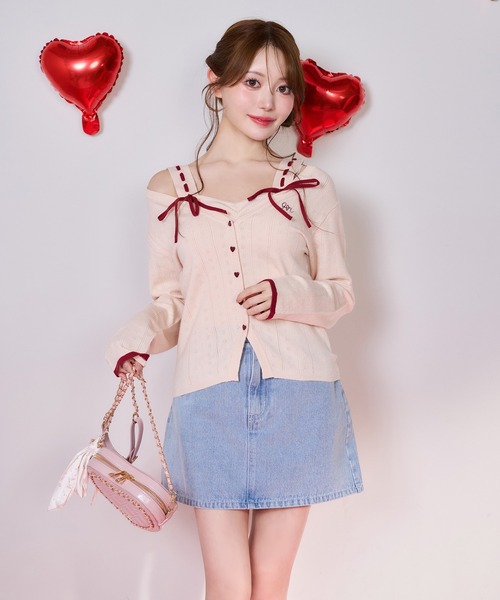 one after another NICE CLAUP（ワンアフターアナザーナイスクラップ）の「【Heart Collection】ビスチェ×カーディガンアンサンブル（アンサンブル・レディース・ピンク/杢グレー/アイボリー・FREE）」の22枚目の写真