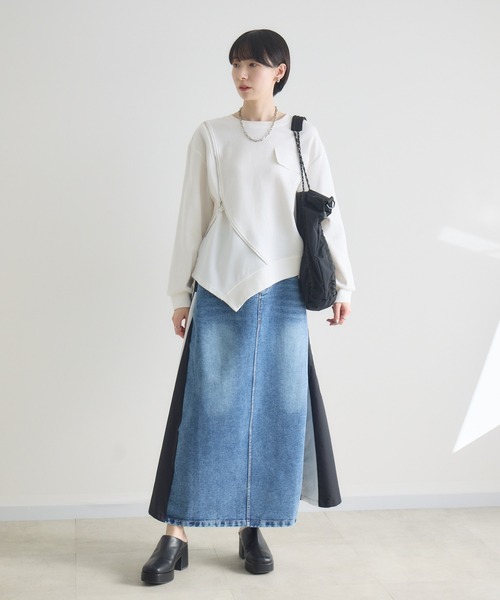 Paradise Picnic(パラダイスピクニック)の「変形ジップデザインプルオーバー(Tシャツ/カットソー・レディース・ブラック/ホワイト/グレー・FREE)」の11枚目の写真