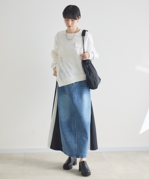 Paradise Picnic(パラダイスピクニック)の「変形ジップデザインプルオーバー(Tシャツ/カットソー・レディース・ブラック/ホワイト/グレー・FREE)」の13枚目の写真