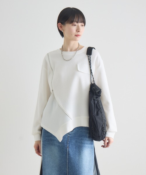 Paradise Picnic(パラダイスピクニック)の「変形ジップデザインプルオーバー(Tシャツ/カットソー・レディース・ブラック/ホワイト/グレー・FREE)」の14枚目の写真