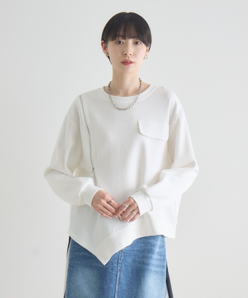 Paradise Picnic(パラダイスピクニック)の「変形ジップデザインプルオーバー(Tシャツ/カットソー・レディース・ブラック/ホワイト/グレー・FREE)」の15枚目の写真