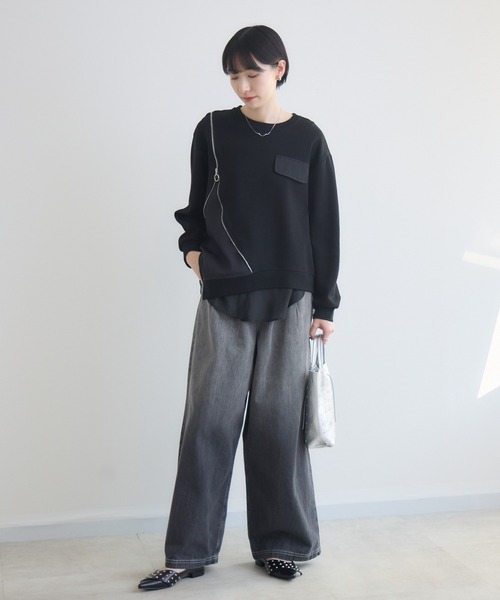 Paradise Picnic(パラダイスピクニック)の「変形ジップデザインプルオーバー(Tシャツ/カットソー・レディース・ブラック/ホワイト/グレー・FREE)」の18枚目の写真
