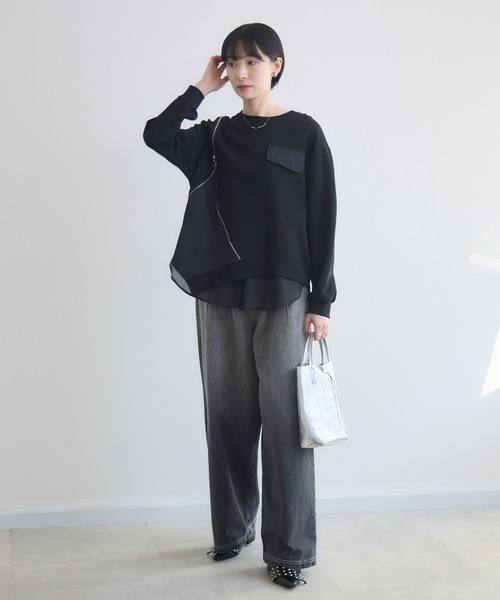 Paradise Picnic(パラダイスピクニック)の「変形ジップデザインプルオーバー(Tシャツ/カットソー・レディース・ブラック/ホワイト/グレー・FREE)」の19枚目の写真