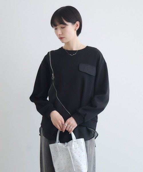 Paradise Picnic(パラダイスピクニック)の「変形ジップデザインプルオーバー(Tシャツ/カットソー・レディース・ブラック/ホワイト/グレー・FREE)」の21枚目の写真