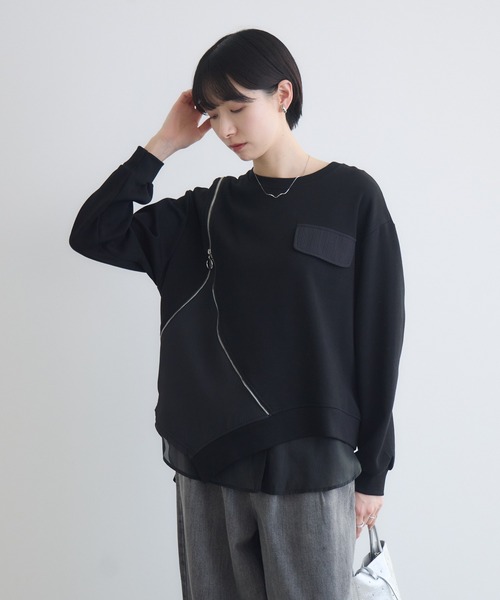 Paradise Picnic(パラダイスピクニック)の「変形ジップデザインプルオーバー(Tシャツ/カットソー・レディース・ブラック/ホワイト/グレー・FREE)」の22枚目の写真