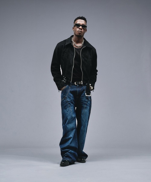 ANDER HUNK(アンダーハンク)の「13oz Whiskers Design Wide Denim Pants /13オンス ウィスカーズ デザインワイドデニムパンツ(デニムパンツ・メンズ・インディゴブルー/ブラック・SMALL/MEDIUM/LARGE)」の20枚目の写真