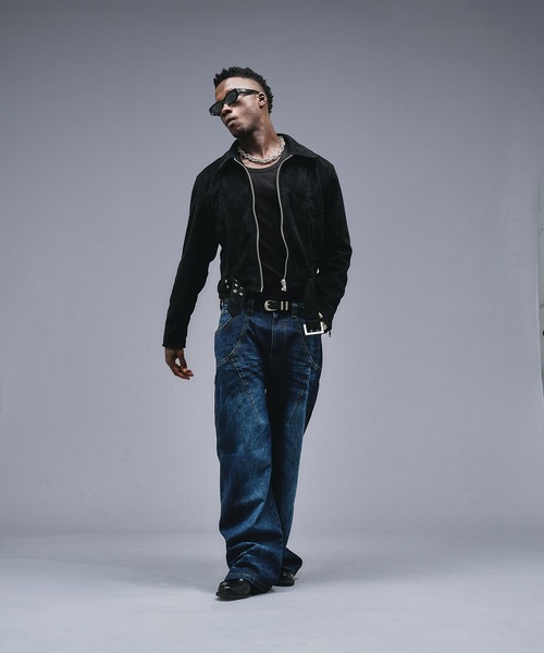 ANDER HUNK(アンダーハンク)の「13oz Whiskers Design Wide Denim Pants /13オンス ウィスカーズ デザインワイドデニムパンツ(デニムパンツ・メンズ・インディゴブルー/ブラック・SMALL/MEDIUM/LARGE)」の21枚目の写真