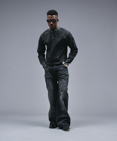 ANDER HUNK(アンダーハンク)の「13oz Whiskers Design Wide Denim Pants /13オンス ウィスカーズ デザインワイドデニムパンツ(デニムパンツ・メンズ・インディゴブルー/ブラック・SMALL/MEDIUM/LARGE)」の12枚目の写真