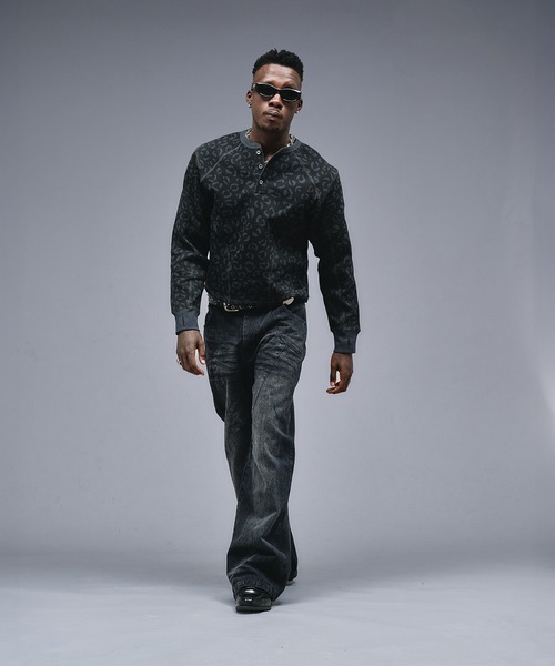ANDER HUNK(アンダーハンク)の「13oz Whiskers Design Wide Denim Pants /13オンス ウィスカーズ デザインワイドデニムパンツ(デニムパンツ・メンズ・インディゴブルー/ブラック・SMALL/MEDIUM/LARGE)」の15枚目の写真