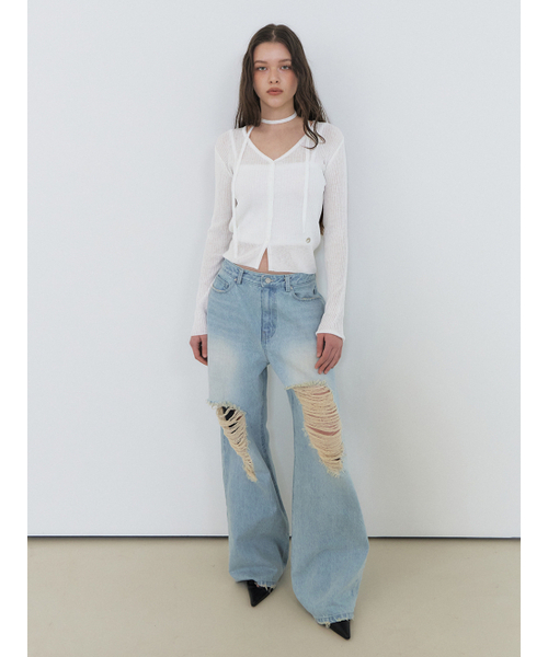 ETMON(エトモン)の「Linen Scarf Knit Cardigan, White(カーディガン/ボレロ・レディース・その他・FREE)」の3枚目の写真