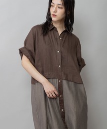 Munich | 【吸水性】【発散性】60sフレンチリネン×シアーローンドッキングシャツワンピース(シャツワンピース)