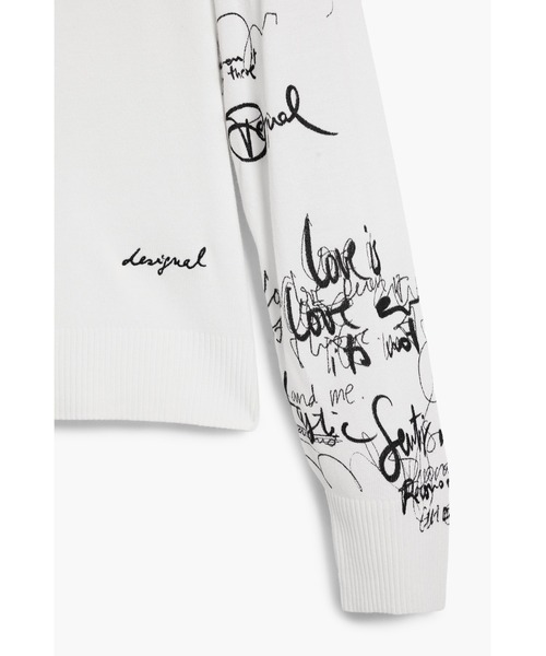 Desigual（デシグアル）の「レタリングプリントリブTシャツ 白 黒（ニット/セーター・レディース・ブラック/ホワイト・XS/S/M/L/XL）」の3枚目の写真