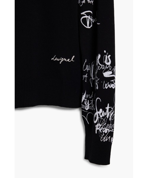 Desigual（デシグアル）の「レタリングプリントリブTシャツ 白 黒（ニット/セーター・レディース・ブラック/ホワイト・XS/S/M/L/XL）」の5枚目の写真