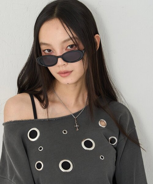 WHO'S WHO gallery（フーズフーギャラリー）の「OVAL SUNGLASSES（サングラス・レディース・ブラック/ブラウン・FREE）」の2枚目の写真