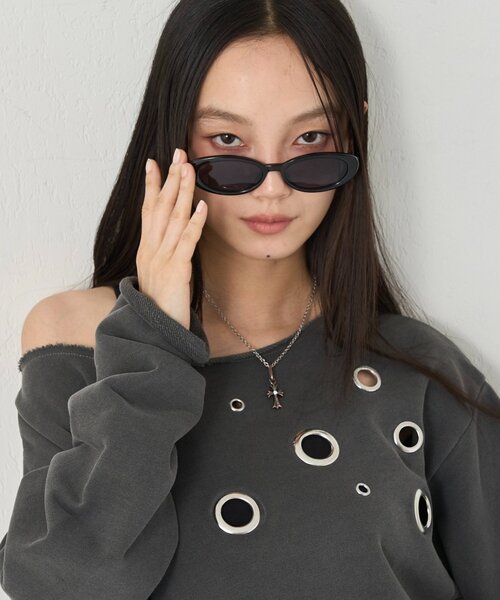 WHO'S WHO gallery（フーズフーギャラリー）の「OVAL SUNGLASSES（サングラス・レディース・ブラック/ブラウン・FREE）」の3枚目の写真