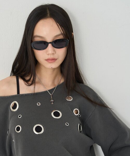 WHO'S WHO gallery（フーズフーギャラリー）の「OVAL SUNGLASSES（サングラス・レディース・ブラック/ブラウン・FREE）」の4枚目の写真