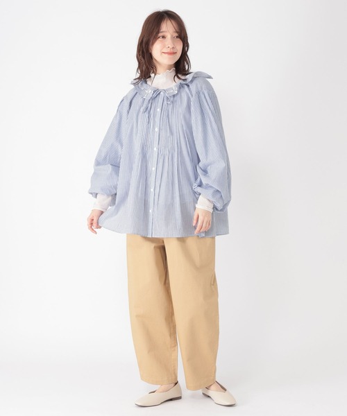 studio CLIP(スタディオクリップ)の「《高山都さんコラボ》2WAYバルーンスリーブブラウス(シャツ/ブラウス・レディース・ストライプ/オフホワイト/ブラック・FREE)」の8枚目の写真