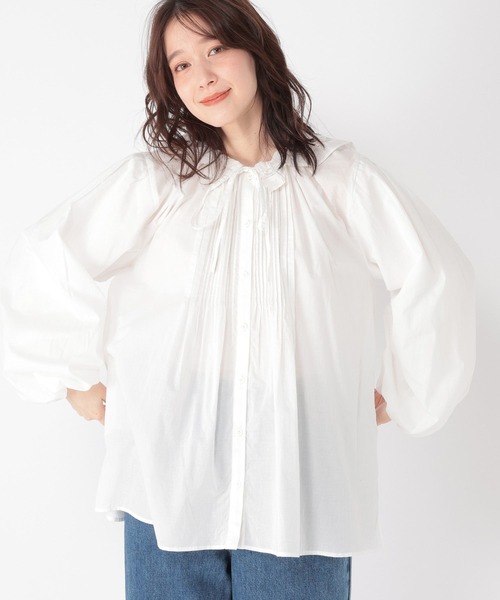 studio CLIP(スタディオクリップ)の「《高山都さんコラボ》2WAYバルーンスリーブブラウス(シャツ/ブラウス・レディース・ストライプ/オフホワイト/ブラック・FREE)」の9枚目の写真