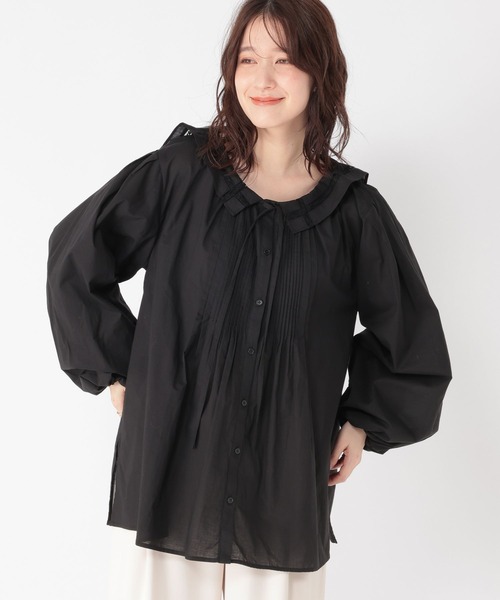 studio CLIP(スタディオクリップ)の「《高山都さんコラボ》2WAYバルーンスリーブブラウス(シャツ/ブラウス・レディース・ストライプ/オフホワイト/ブラック・FREE)」の14枚目の写真
