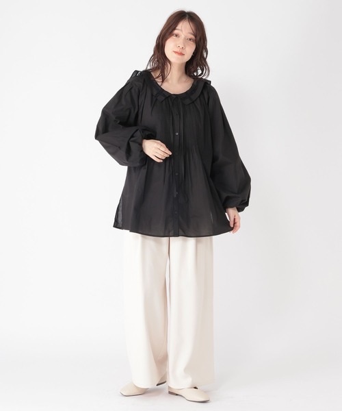 studio CLIP(スタディオクリップ)の「《高山都さんコラボ》2WAYバルーンスリーブブラウス(シャツ/ブラウス・レディース・ストライプ/オフホワイト/ブラック・FREE)」の17枚目の写真