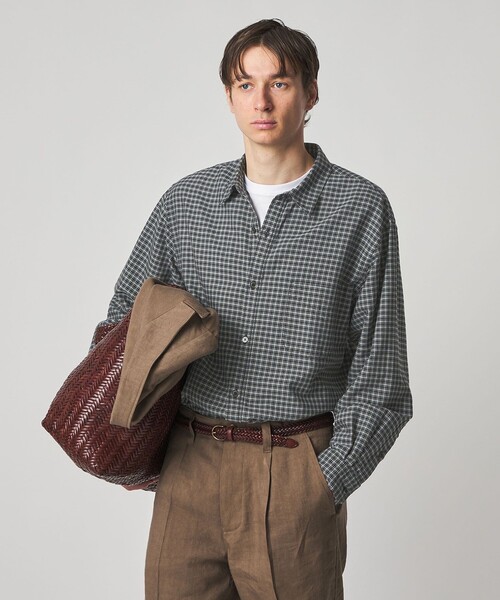 Steven Alan（スティーブンアラン）の「＜Steven Alan＞ ドレープ オックス チェック レギュラーカラー シャツ LOOSE（シャツ/ブラウス・メンズ・ブラック/ライトグレー・L/M/S/XL）」の4枚目の写真