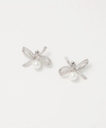 UNITED ARROWS | リボンパヴェ＆イミテーションパール ピアス(ピアス（両耳用）)